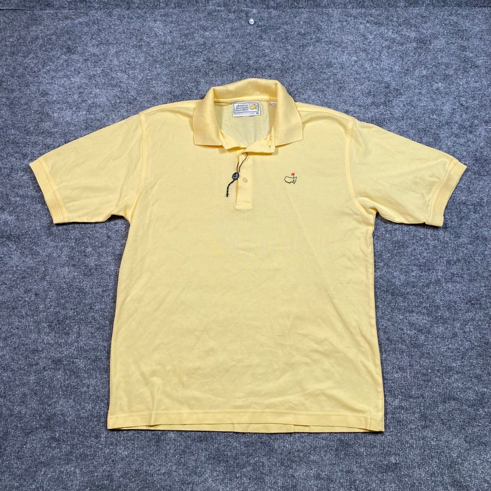 Augusta National Golf Shop Masters Polo Shirt Mens M Yellow Mercerized Cotton
